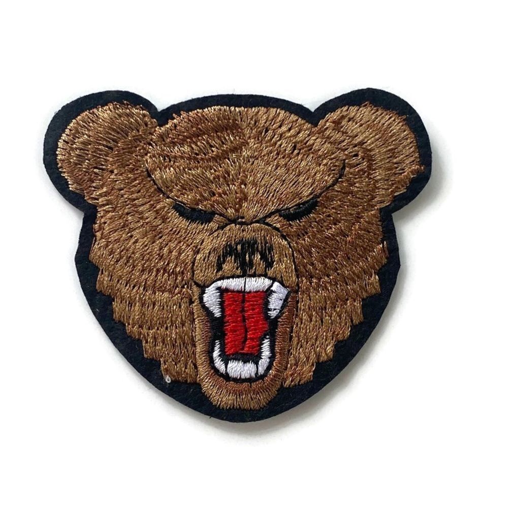 Angry Bear Embroidered Patch